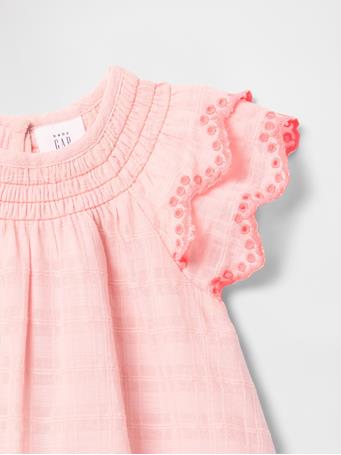 GAP - Baby Flutter-Sleeve Cotton Dress MISTY ROSE