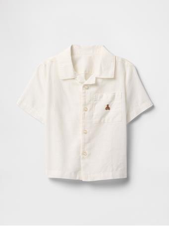 GAP - Baby & Toddler Linen-Cotton Cabana Shirt WHITE UK