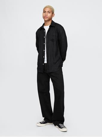 GAP - 100% Linen Classic Shirt TRUE BLACK