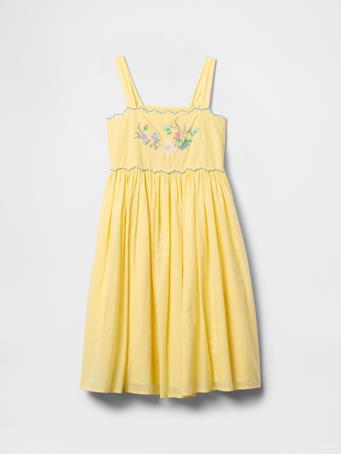 GAP - Kids Embroidered Midi Dress PALE BANANA 12-0824TCX
