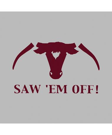 Maroon Saw 'Em Off Small Decal