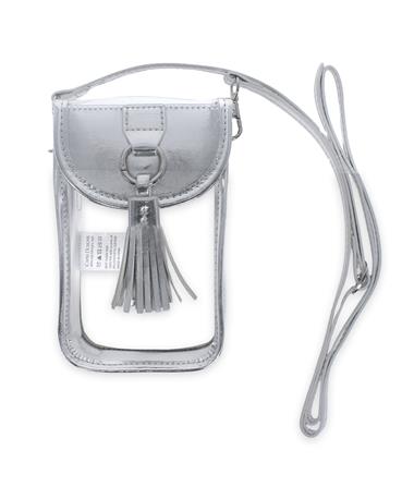 Silver Clear Cell Phone Crossbody