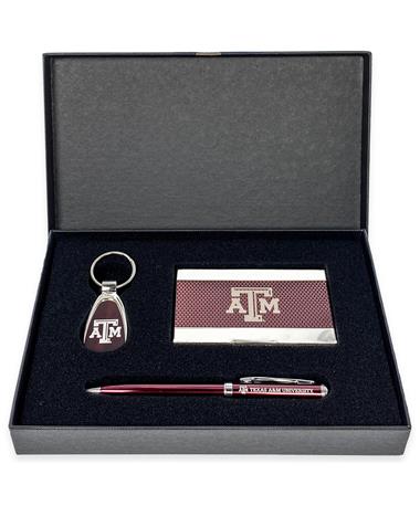 Texas A&M Business Card Holder/Keychain/Pen Gift Set