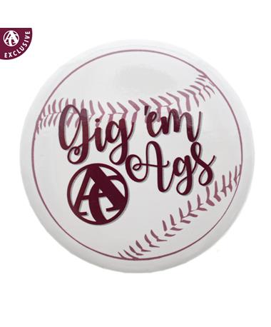 Gig 'Em Ags Baseball Button