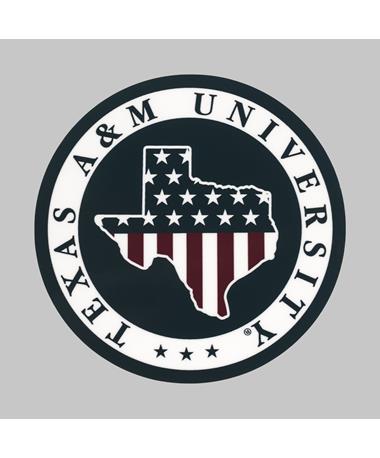Texas A&M American Flag Circle Dizzler Sticker