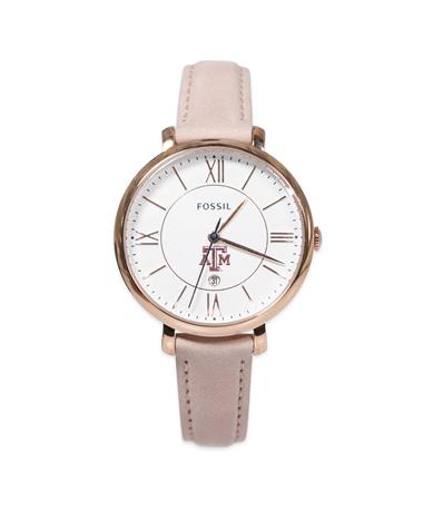 Texas A&M Fossil Women's Blush Leather Watch