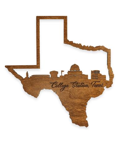 College Station Skyline Wall Hanging Sign