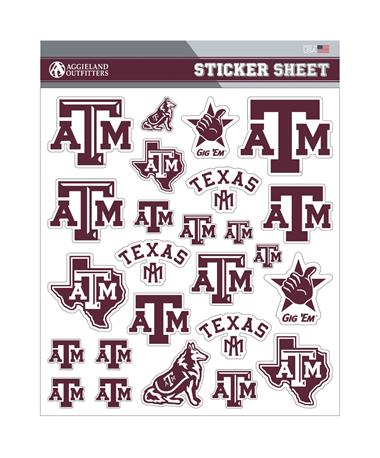 Texas A&M Multi Design Sticker Sheet