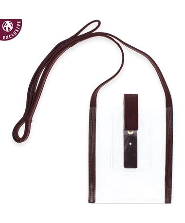 Maroon Leather Clear Phone Holder Cross Body