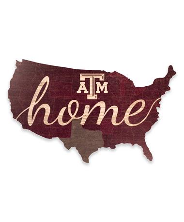 Texas A&M Home USA Cut Out Sign Maroon