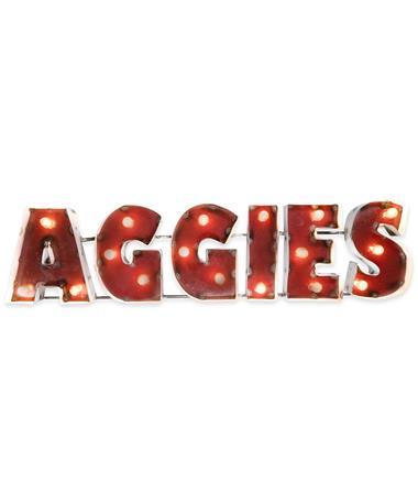 Block Aggies Metal Sign with Lights