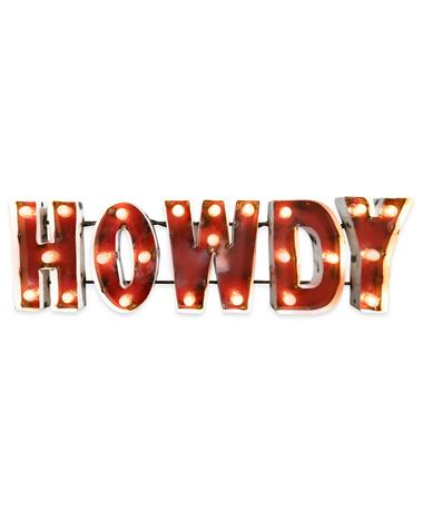 Block Howdy Metal Sign with Lights