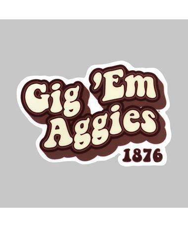 Gig 'Em Aggies 1876 Groovy Dizzler Sticker