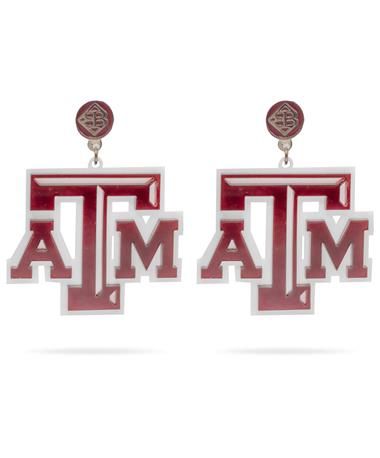Texas A&M Team RLN Maroon & White Layered ATM Logo Earrings