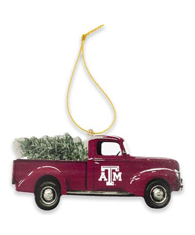 Texas A&M Wood Red Truck Ornament