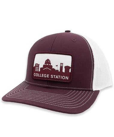 Maroon College Station Skyline Patch Richardson Mesh Hat