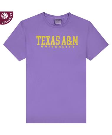 Texas A&M University Yellow + Lavender Simple T-Shirt