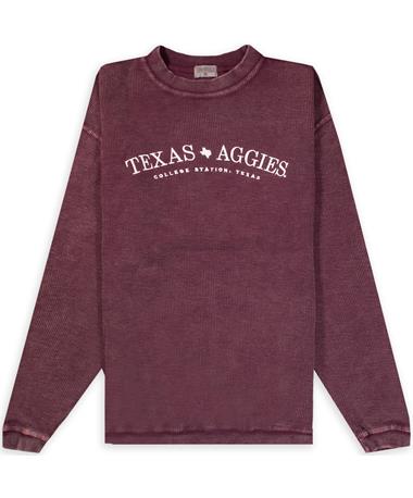 Texas Aggies Simple Embroidered Design Maroon Corduroy Sweatshirt