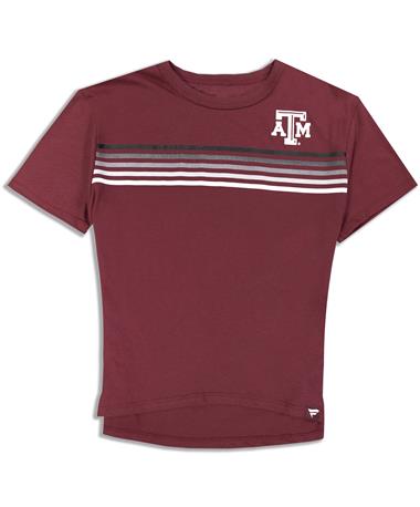 Texas A&M Maroon Striped Iconic High Low Short Sleeve Tee