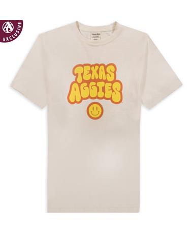 Texas A&M Smiley Face Bubble Letters Comfort Wash T-Shirt