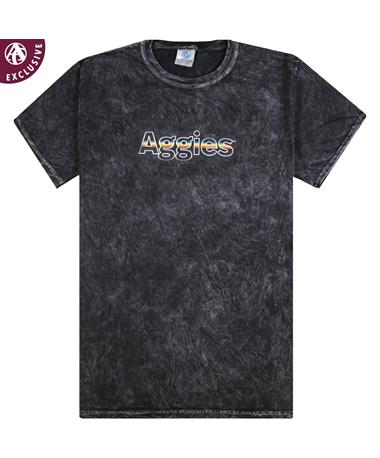 Texas A&M Aggies Rainbow Black Acid Wash T-Shirt