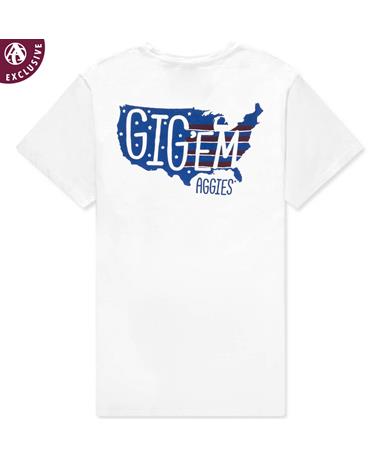 Texas A&M Maroon, White, and Blue Gigem Aggies White T-Shirt