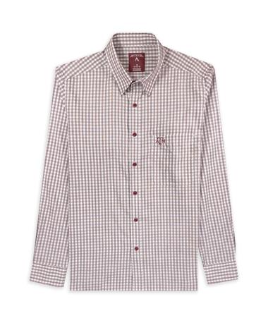Texas A&M Antigua Gingham Maroon And White Long Sleeve Button Down