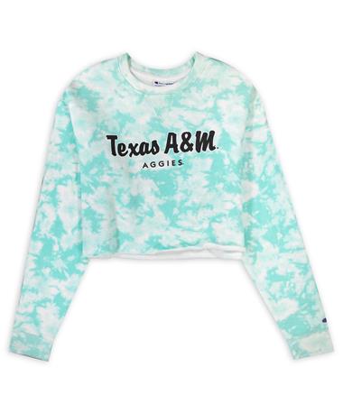 Texas A&M Crushed Dye Cropped  Champion Crew Sweatshirt