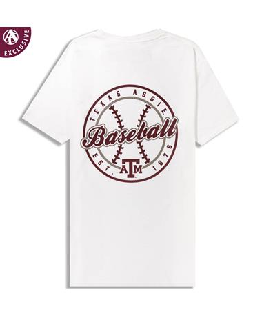 Texas A&M Aggies White Baseball Circle T-Shirt