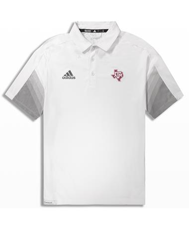 Texas A&M White Adidas 2021 Sideline Polo