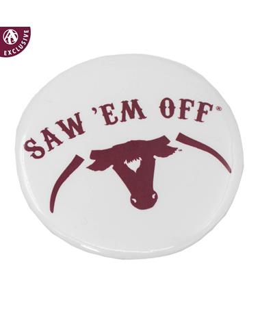 Maroon & White Saw 'Em Off Button