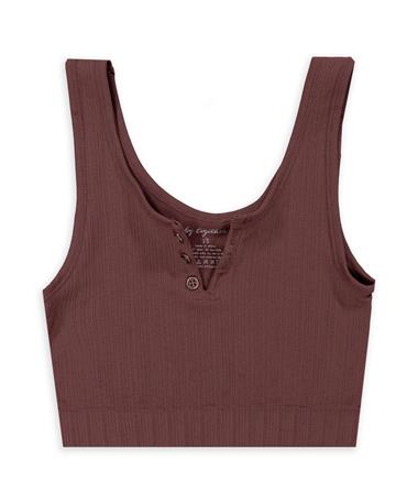Maroon Button Top Ribbed Tank