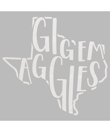 Gig 'Em Agggies Texas Shape Decal