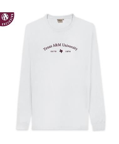 Texas A&M University Arched White A&H Long Sleeve T-Shirt