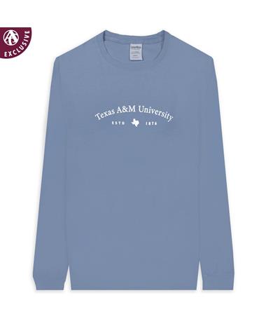 Texas A&M University Arched Saltwater Comfort Wash Long Sleeve T-Shirt
