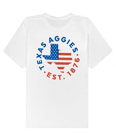 Aggies White Texas Flag Outline T-Shirt