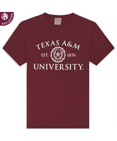 Texas A&M Aggies Comfort Wash Maroon Texas A&M University Seal T-Shirt