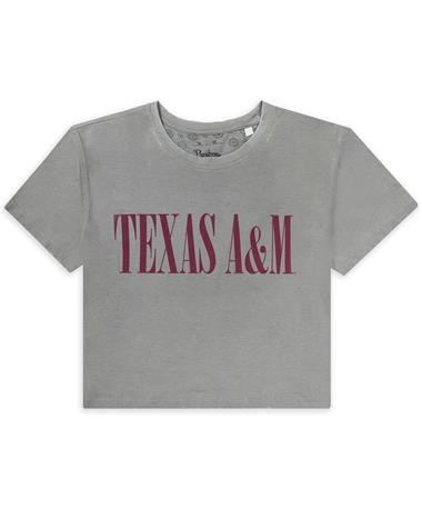Texas A&M Vintage Cropped Grey T-shirt