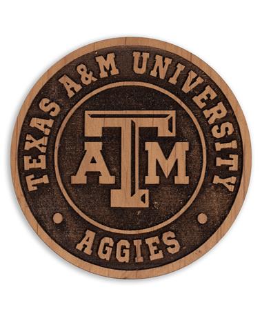 Texas A&M Aggies Round Wooden 4-Count Coaster Set