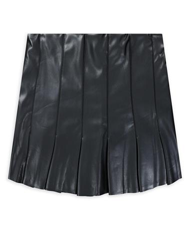 Black Leather Pleated skirt
