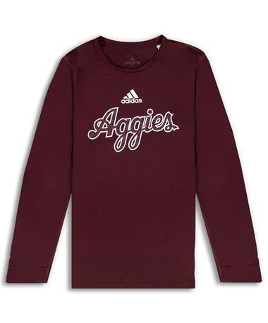 Aggies Adidas Script Long Sleeve Shirt