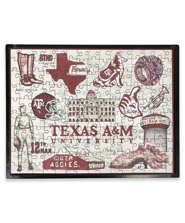 Maroon Collage Wooden 150-Piece Puzzle w/ Frame