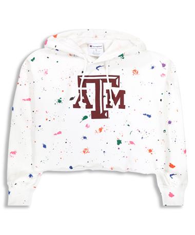 Texas A&M Champion Paint Drop Cropped Hoodie