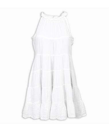 White High Neck Tiered Dress