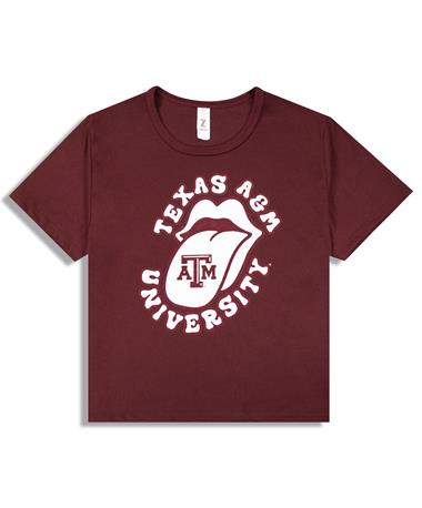 Texas A&M Maroon Mouth Cropped Tee
