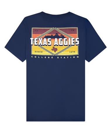 Texas A&M Aggies Blue Diamond Block Sunset Skyline T-Shirt
