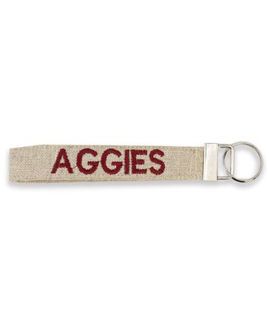 Aggies Embroidered Maroon and Natural Keychain