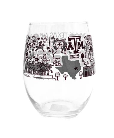 Texas A&M Julia Gash Wine Glass