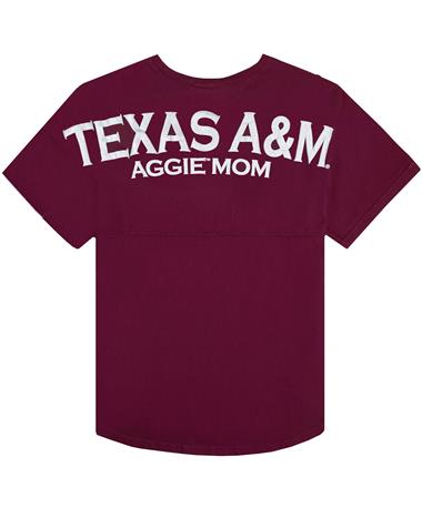 Texas A&M Aggie Mom Silver Glitter VNeck