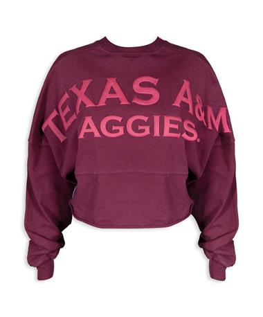 Texas A&M Aggies Maroon Cropped Long Sleeve T-Shirt Jersey